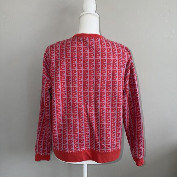 RHODE Printed Crewneck Sweatshirt Woman’s Size S Red Long Sleeve 100% Cotton - Picture 3 of 7